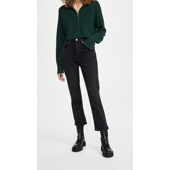 Agolde 'Riley' Black Cotton Denim Jeans Size 24 - Picture 1 of 5